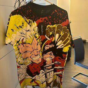 NINETEEN LETTER ALL OVER PRINT SUPER HERO TEE SIZE M